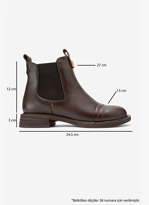 SIDNEY Kahverengi Cilt Hakiki Deri Tokalı Lastikli Kadın Chelsea Bot - Görsel 7