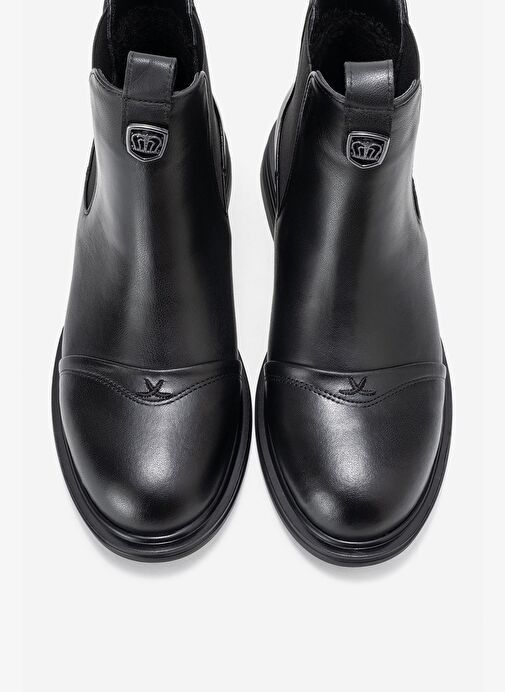 SIDNEY Siyah Cilt Hakiki Deri Tokalı Lastikli Kadın Chelsea Bot - Görsel 3