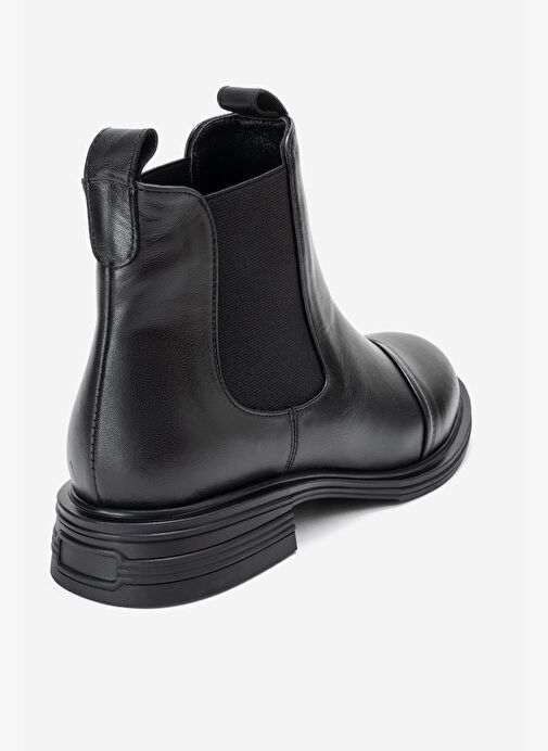 SIDNEY Siyah Cilt Hakiki Deri Tokalı Lastikli Kadın Chelsea Bot - Görsel 6