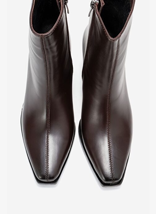 LEXIA Kahverengi Cilt Hakiki Deri Kadın Western Bot - Görsel 3