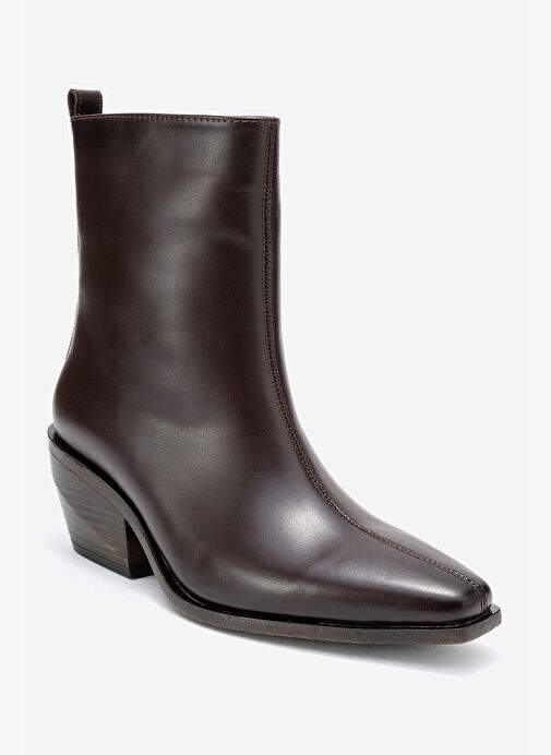 LEXIA Kahverengi Cilt Hakiki Deri Kadın Western Bot - Görsel 4