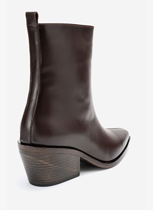 LEXIA Kahverengi Cilt Hakiki Deri Kadın Western Bot - Görsel 6