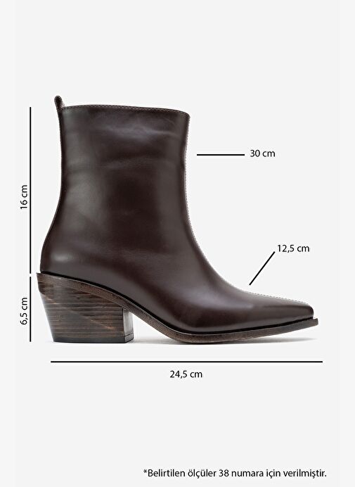 LEXIA Kahverengi Cilt Hakiki Deri Kadın Western Bot - Görsel 7