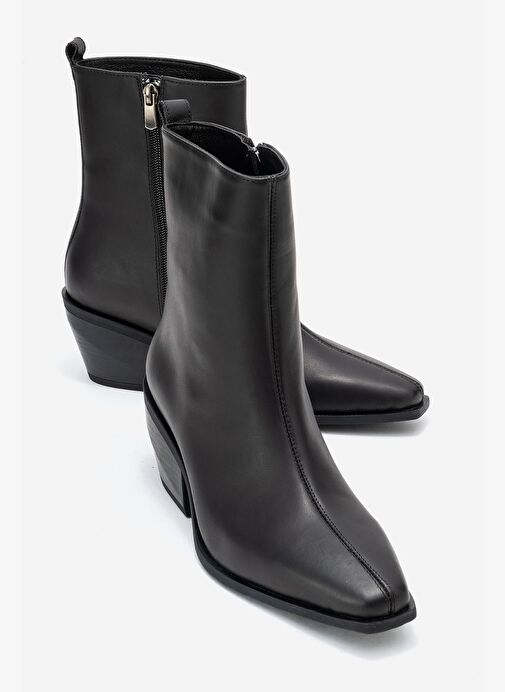 LEXIA Siyah Cilt Hakiki Deri Kadın Western Bot - Görsel 2