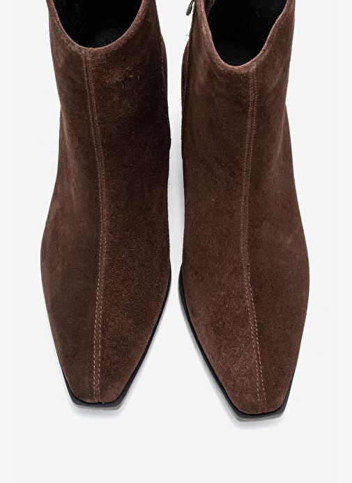 LEXIA Kahverengi Süet Hakiki Deri Kadın Western Bot - Görsel 3