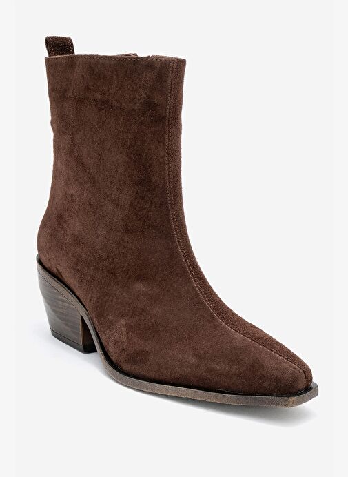 LEXIA Kahverengi Süet Hakiki Deri Kadın Western Bot - Görsel 4