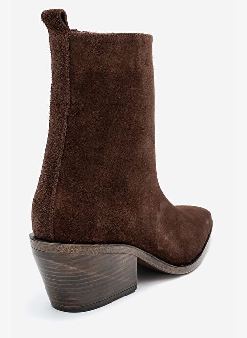 LEXIA Kahverengi Süet Hakiki Deri Kadın Western Bot - Görsel 6