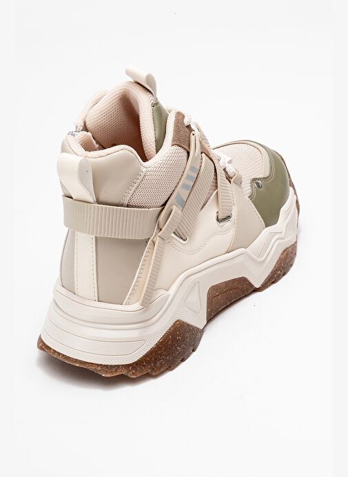 CLARA Bej Yeşil Fermuarlı ve Bağcıklı Kadın Spor Bot - Görsel 6