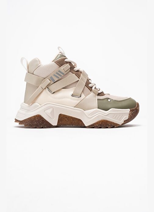 CLARA Bej Yeşil Fermuarlı ve Bağcıklı Kadın Spor Bot - Görsel 7