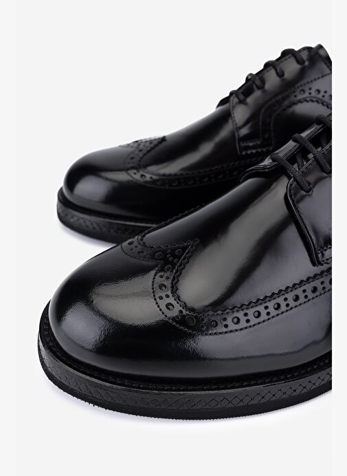 Valmenti Erkek Hakiki Deri Siyah Açma Klasik Ayakkabı - Görsel 4