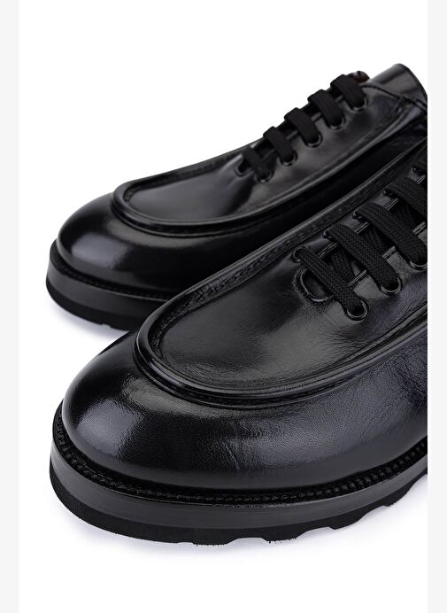 Tamer Tanca Erkek Hakiki Deri Siyah Casual Ayakkabı - Görsel 4