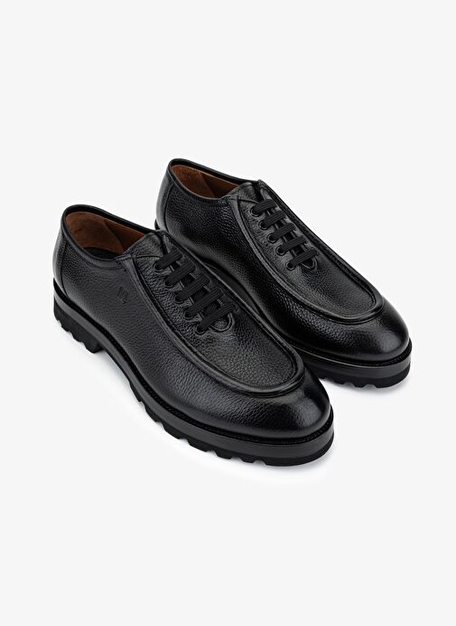 Valmenti Erkek Hakiki Deri Siyah Casual Ayakkabı - Görsel 3