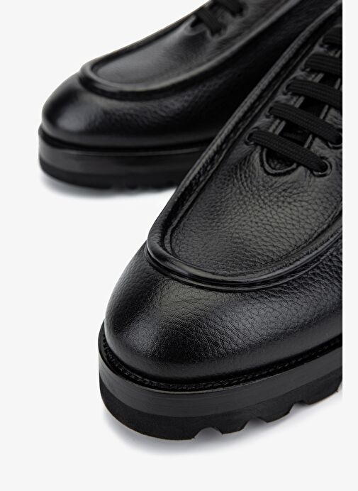 Valmenti Erkek Hakiki Deri Siyah Casual Ayakkabı - Görsel 4