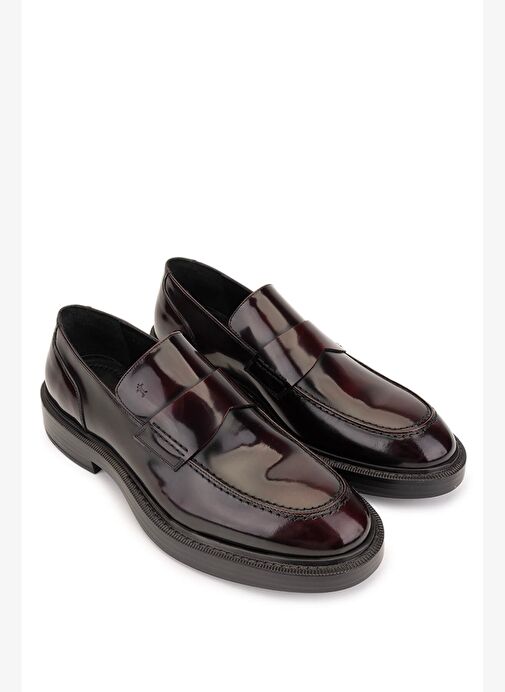 Tamer Tanca Erkek Hakiki Deri Bordo Loafer Ayakkabı - Görsel 3