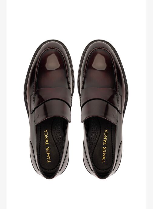 Tamer Tanca Erkek Hakiki Deri Bordo Loafer Ayakkabı - Görsel 6