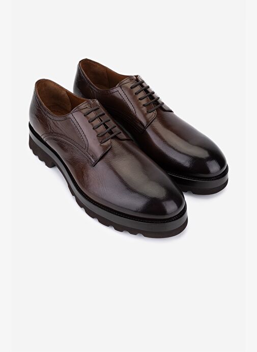 Valmenti Erkek Hakiki Deri Kahverengi Klasik Ayakkabı - Görsel 3