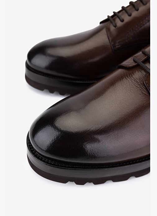 Valmenti Erkek Hakiki Deri Kahverengi Klasik Ayakkabı - Görsel 4