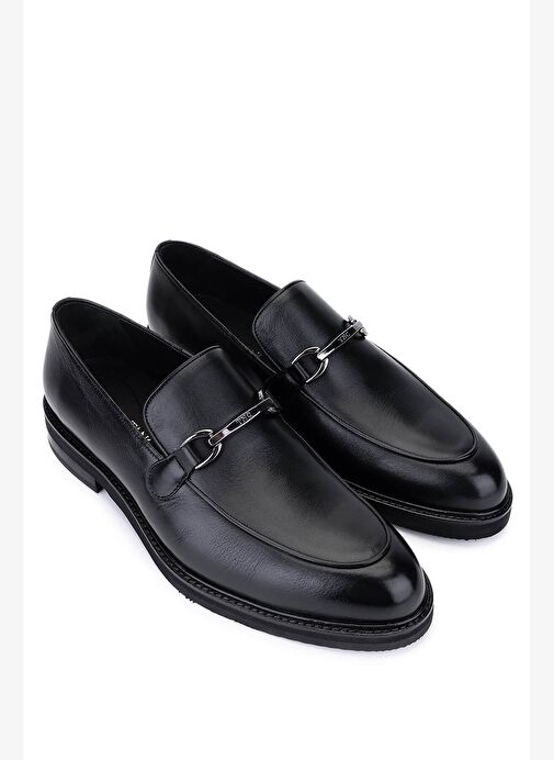 Tamer Tanca Erkek Hakiki Deri Siyah Deri Loafer Ayakkabı - Görsel 3