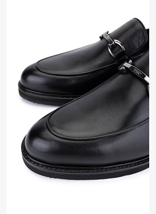 Tamer Tanca Erkek Hakiki Deri Siyah Deri Loafer Ayakkabı - Görsel 4