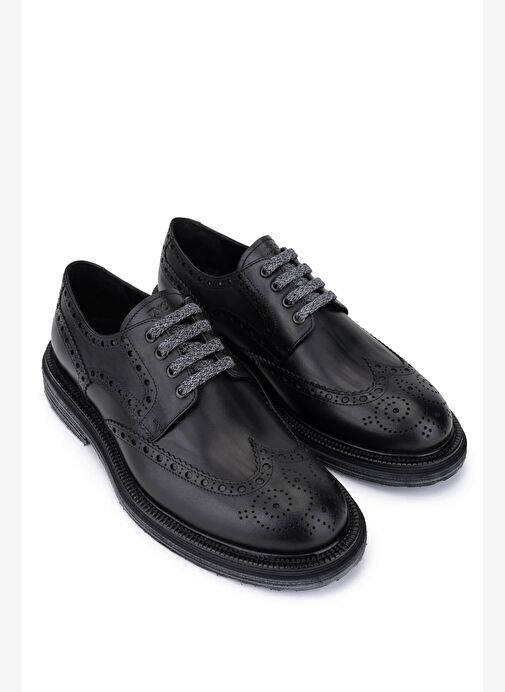 Tamer Tanca Erkek Hakiki Deri Siyah Casual Ayakkabı - Görsel 3