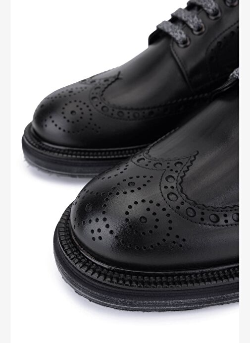 Tamer Tanca Erkek Hakiki Deri Siyah Casual Ayakkabı - Görsel 5