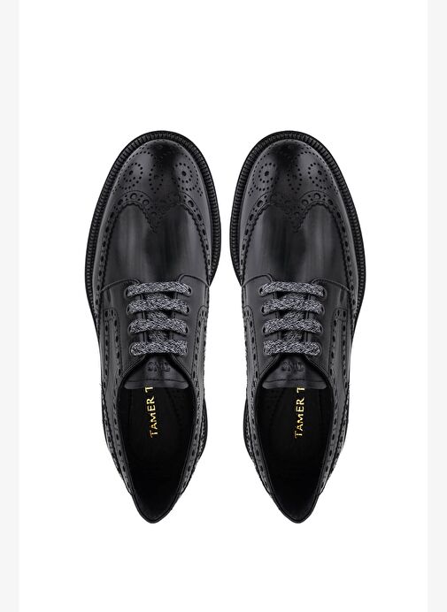 Tamer Tanca Erkek Hakiki Deri Siyah Casual Ayakkabı - Görsel 6