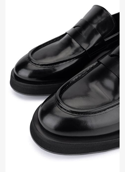 Tamer Tanca Erkek Hakiki Deri Siyah Açma Loafer Ayakkabı - Görsel 5