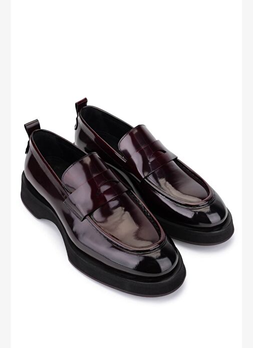 Tamer Tanca Erkek Hakiki Deri Bordo Loafer Ayakkabı - Görsel 3