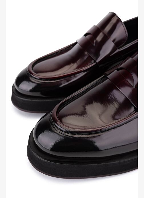 Tamer Tanca Erkek Hakiki Deri Bordo Loafer Ayakkabı - Görsel 5