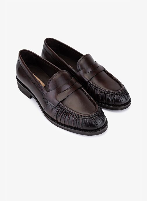 Valmenti Kadın Hakiki Deri Kahverengi Loafer Ayakkabı - Görsel 3