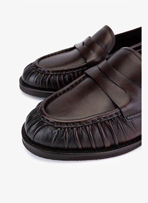 Valmenti Kadın Hakiki Deri Kahverengi Loafer Ayakkabı - Görsel 4