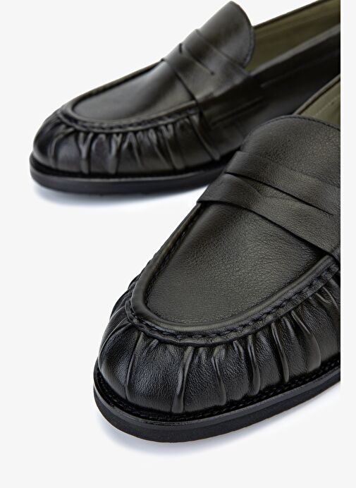 Valmenti Kadın Hakiki Deri Siyah Deri Loafer Ayakkabı - Görsel 4