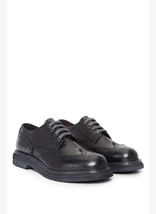 Exton Erkek Hakiki Deri Siyah Casual Ayakkabı - Görsel 3