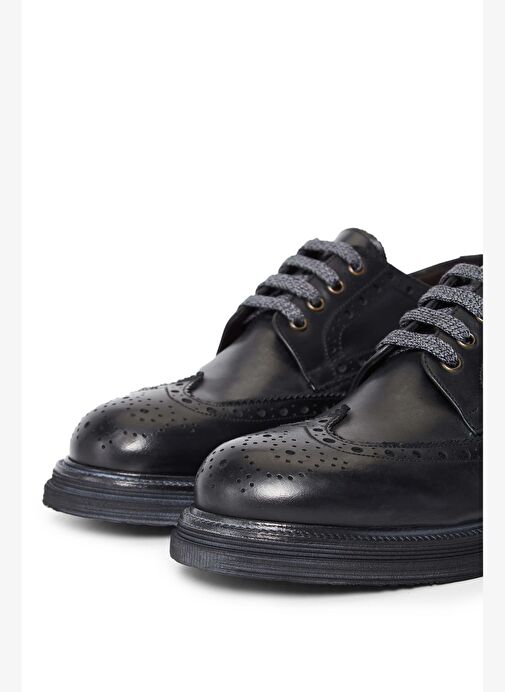 Exton Erkek Hakiki Deri Siyah Casual Ayakkabı - Görsel 4