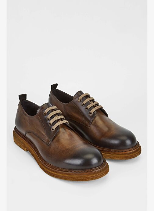 Exton Erkek Hakiki Deri Kahverengi Casual Ayakkabı - Görsel 3