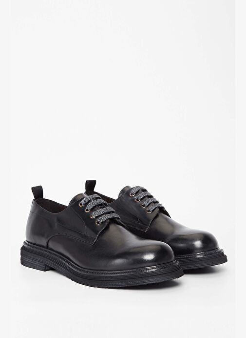 Exton Erkek Hakiki Deri Siyah Casual Ayakkabı - Görsel 3