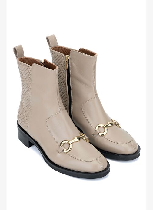 Evaluna Kadın Hakiki Deri Taupe Casual Bot - Görsel 6