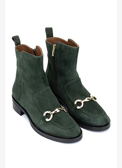 Evaluna Kadın Hakiki Deri Haki Casual Bot - Görsel 6