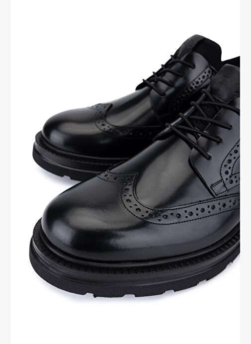 Tamer Tanca Erkek Hakiki Deri Siyah Açma Casual Ayakkabı - Görsel 4