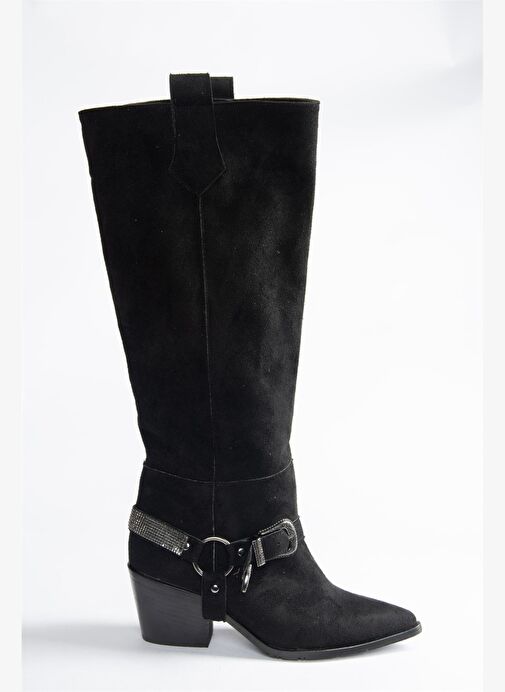 Siyah Süet Alçak Topuklu Kovboy Model Çizme N882880702 - Görsel 8