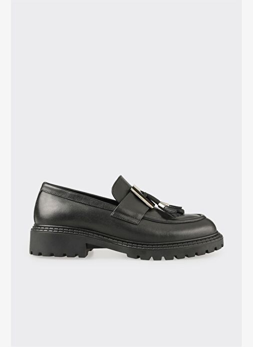 Siyah Deri Kadın Günlük Ayakkabı - Görsel 2