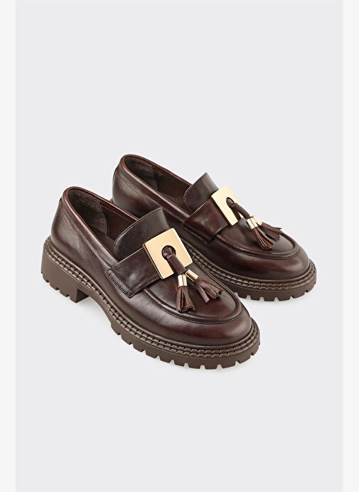 Kahve Deri Kadın Günlük Ayakkabı - Görsel 3