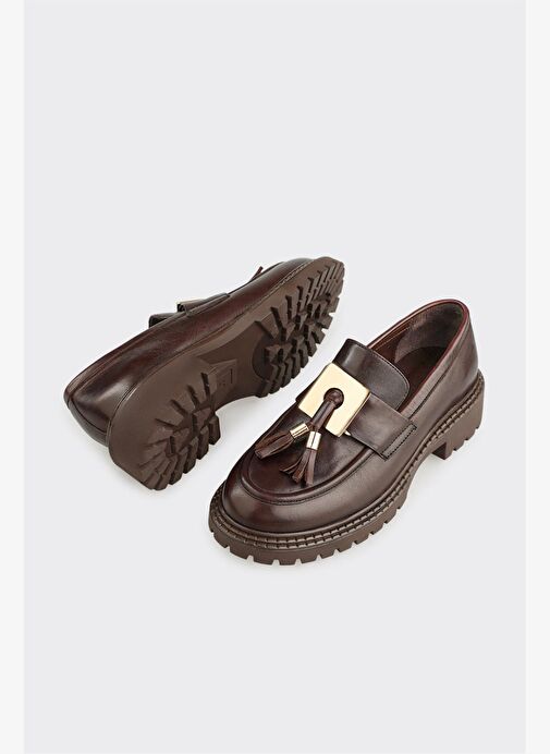 Kahve Deri Kadın Günlük Ayakkabı - Görsel 4