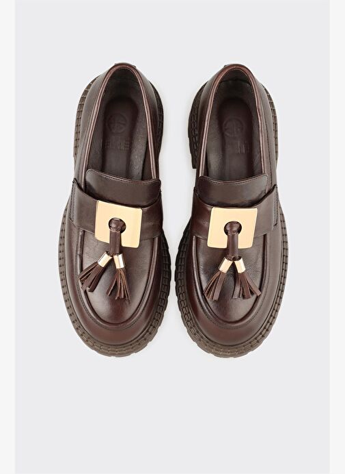 Kahve Deri Kadın Günlük Ayakkabı - Görsel 5