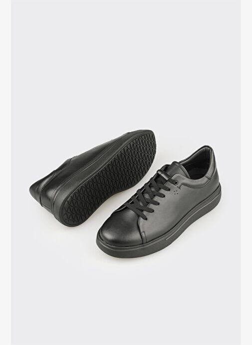 Siyah Deri Erkek Günlük Ayakkabı - Görsel 4