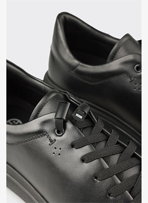 Siyah Deri Erkek Günlük Ayakkabı - Görsel 6