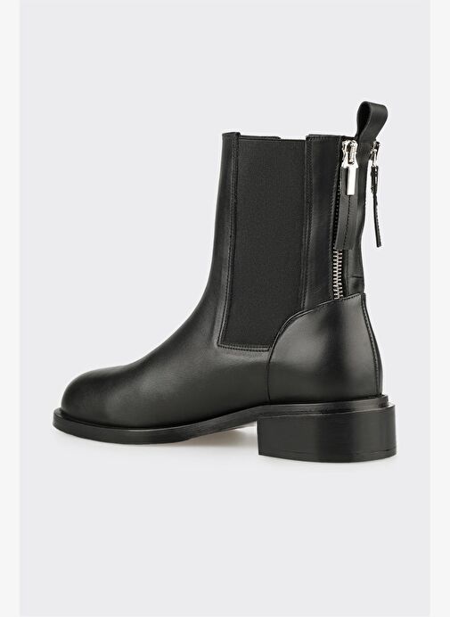 Siyah Deri Kadın Klasik Bot - Görsel 4