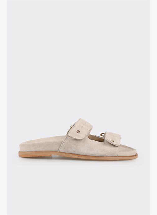 Bej Deri Kadın Terlik - Görsel 2