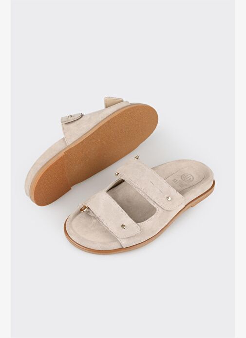 Bej Deri Kadın Terlik - Görsel 4