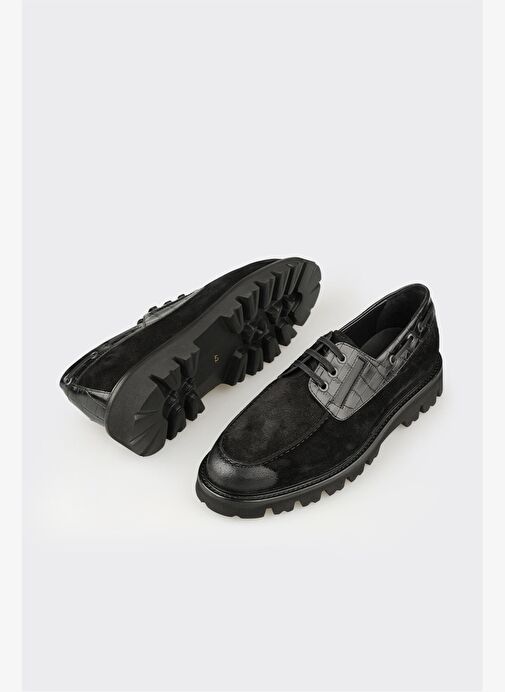 Siyah Deri Erkek Günlük Ayakkabı - Görsel 4